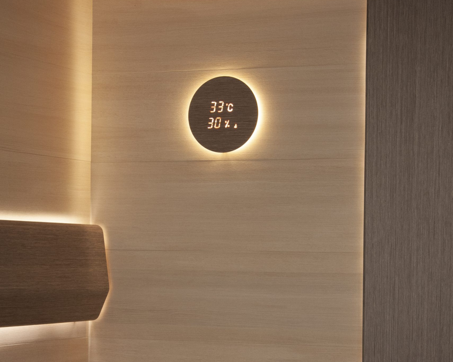 Cariitti Aspectu pirts LED termohigrometrs apaļš
