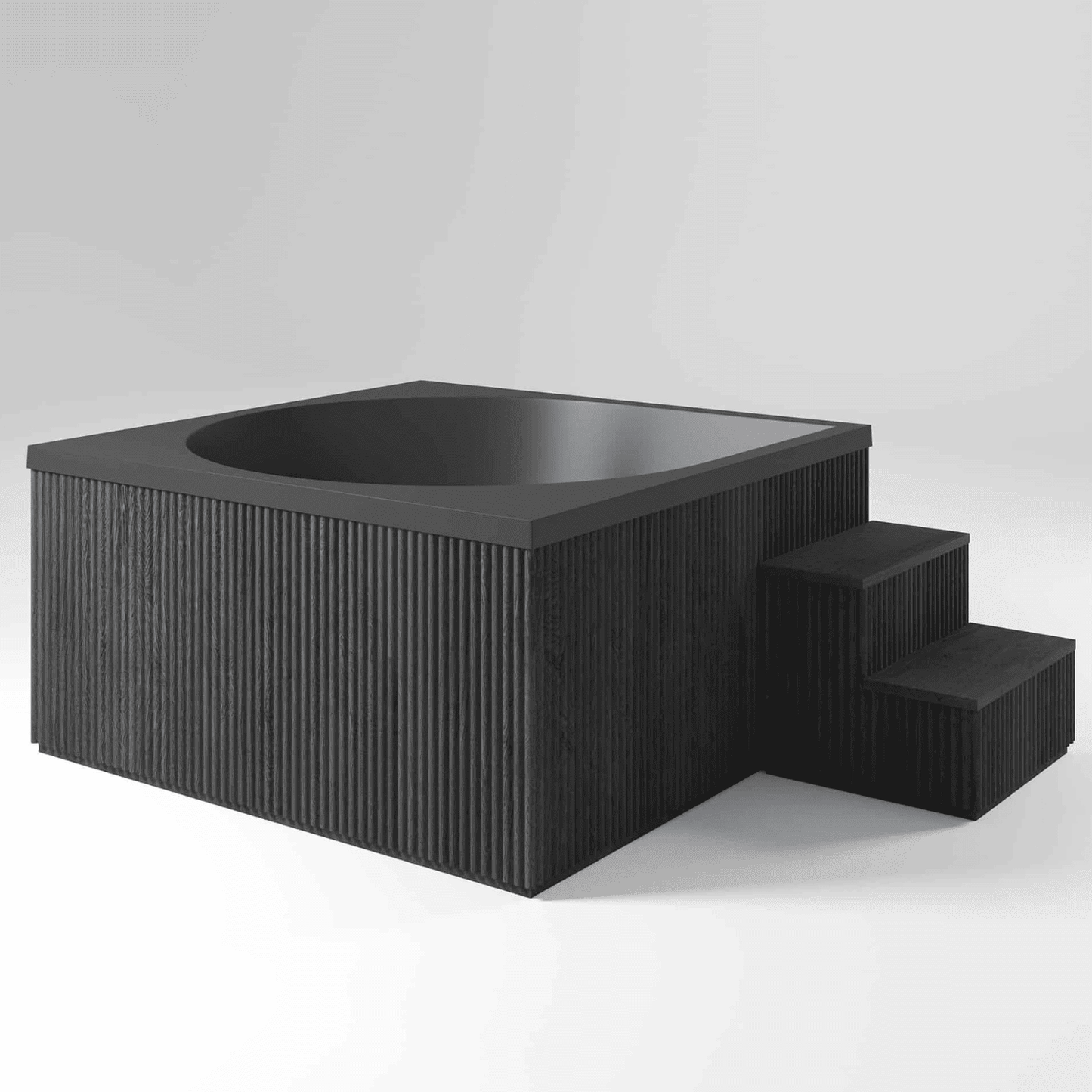 Drop X masāžas spa ar pakāpienu un melno koka apdari