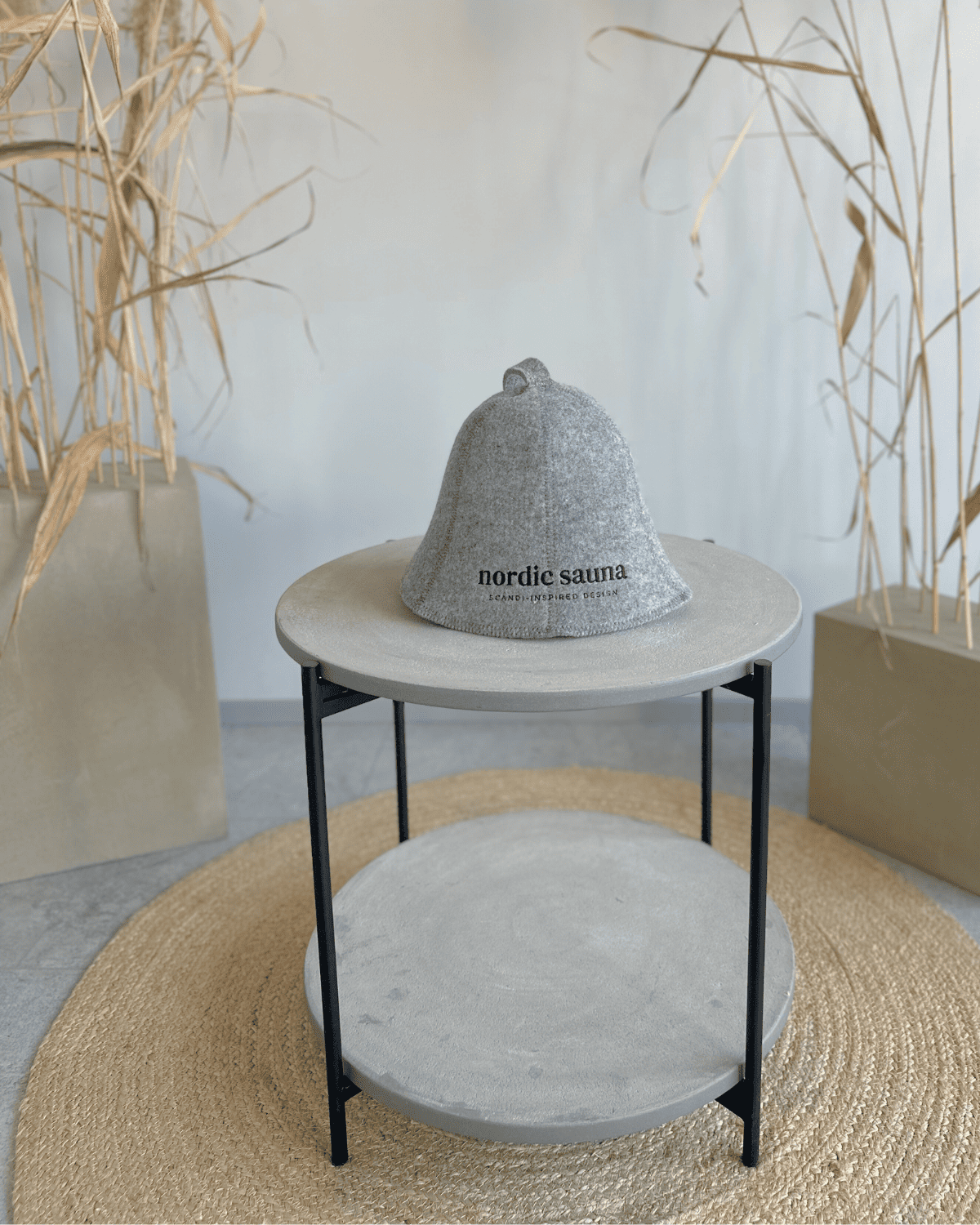 Pirts cepure no vilnas pelēkā krāsā ar Nordic sauna logo