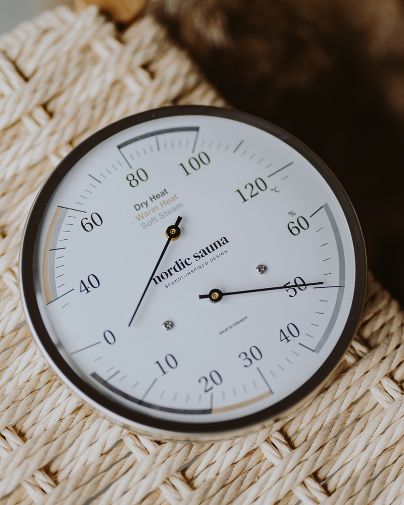 Pirts termohigrometrs ar tērauda ietvaru