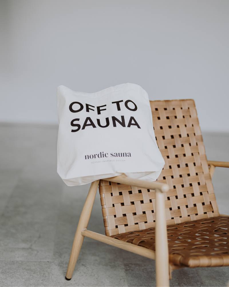 NORDIC SAUNA kokvilnas soma ar izdruku "OFF TO SAUNA"