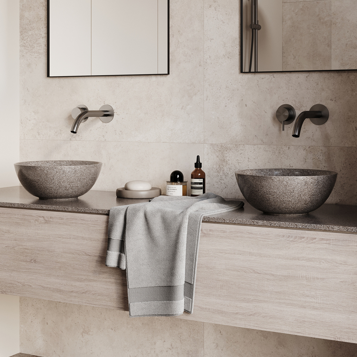 divas izlietnes Soft32 uz virsmas