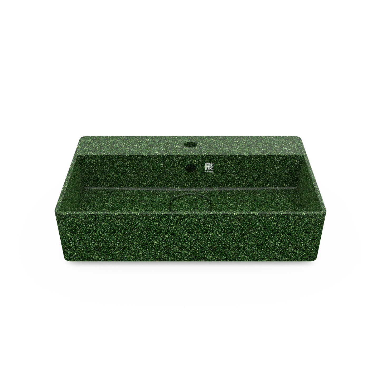 Uz virsmas liekamā izlietne Woodio Cube60 zaļa taisnstūra