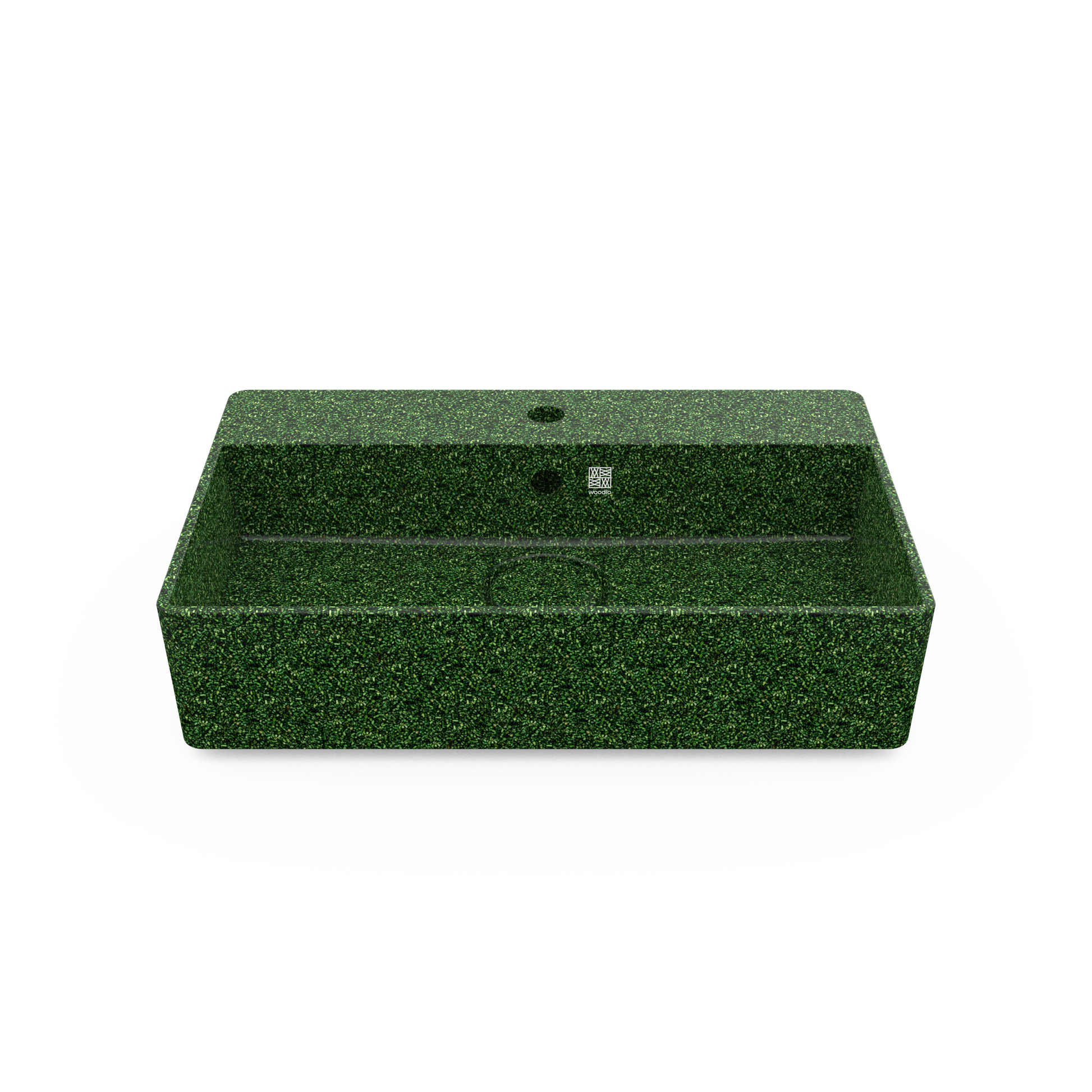 Uz virsmas liekamā izlietne Woodio Cube60 zaļa taisnstūra