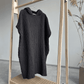 Poncho with linen | black