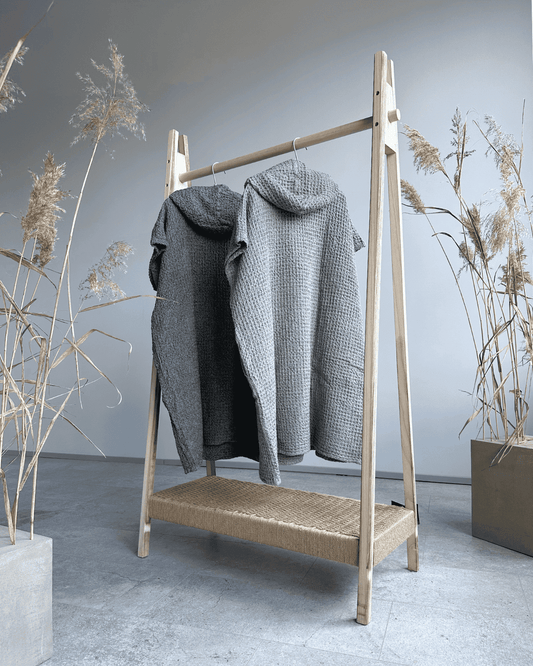 Poncho with linen | grey