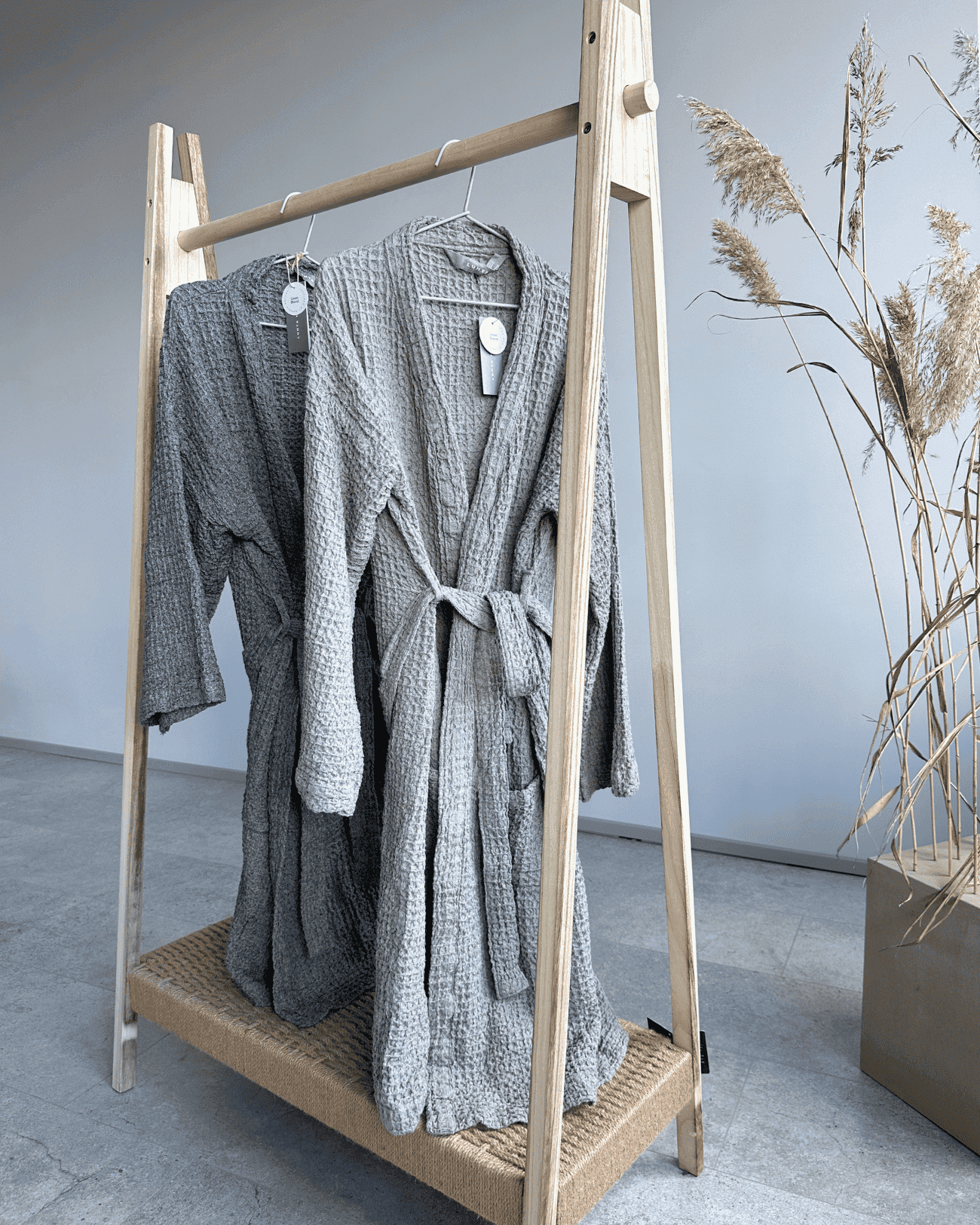 Bathrobe with linen | blue