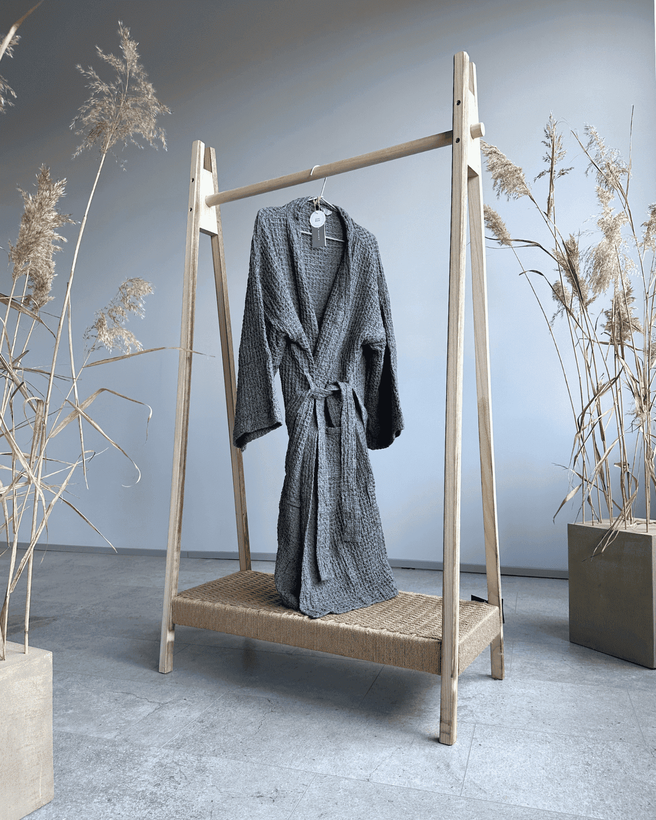 Bathrobe with linen | blue