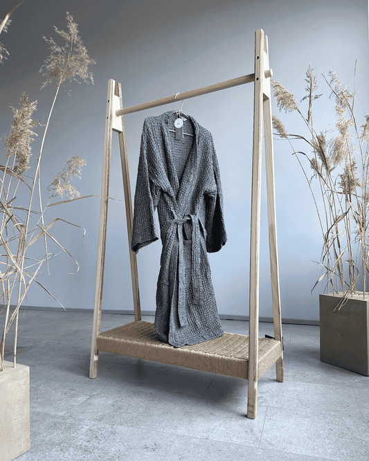 Bathrobe with linen | blue