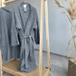 Bathrobe with linen | blue