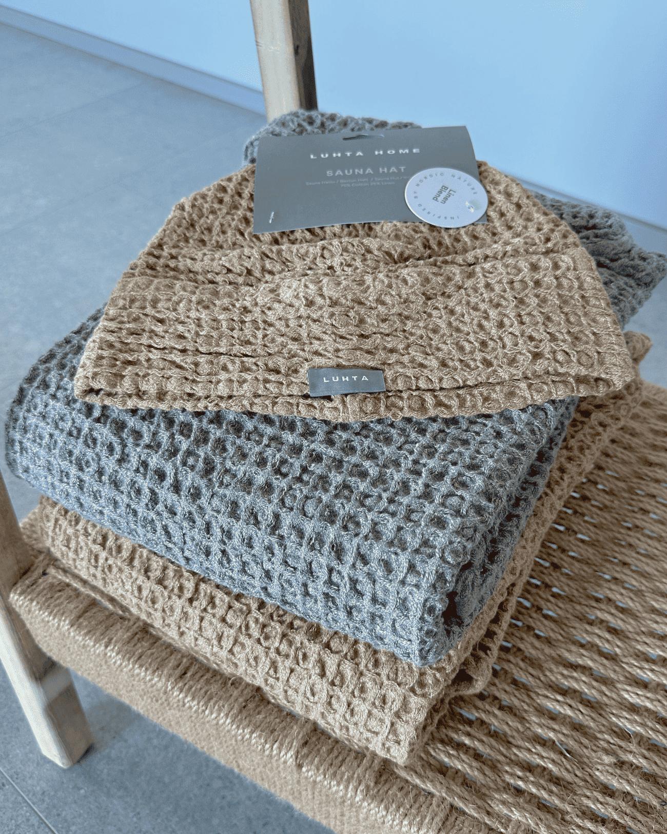 Sauna hat with linen | sand