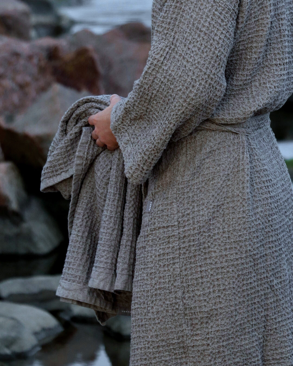 Bathrobe with linen | grey