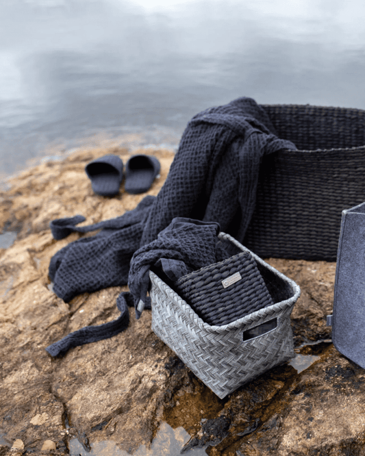 Bathrobe with linen | grey
