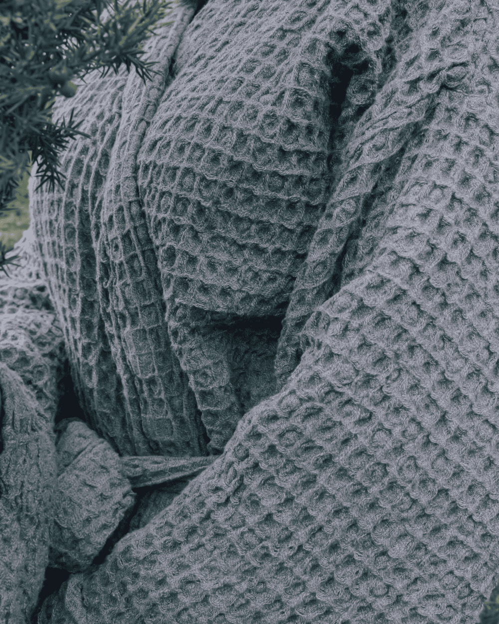 Bathrobe with linen | grey