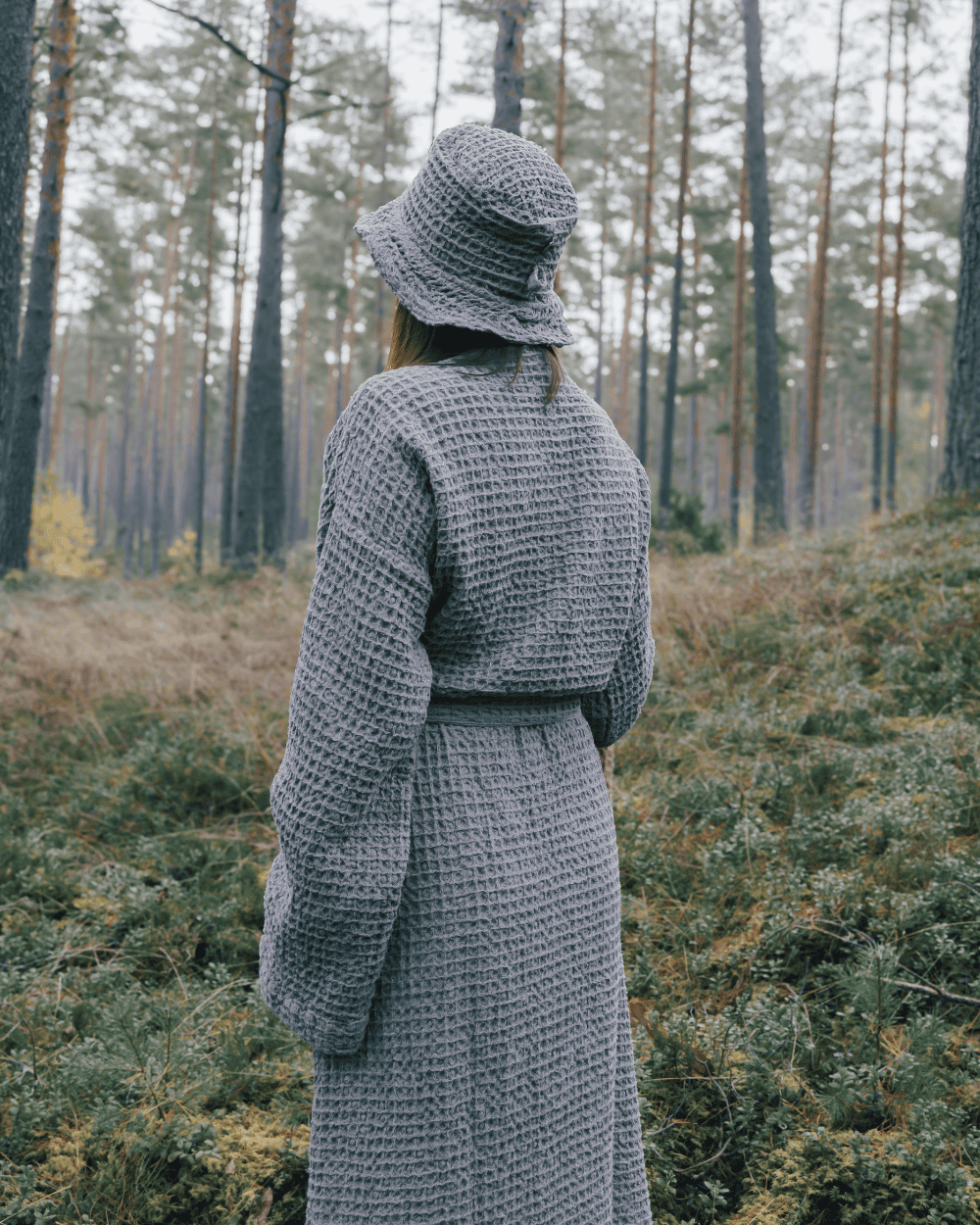 Bathrobe with linen | grey