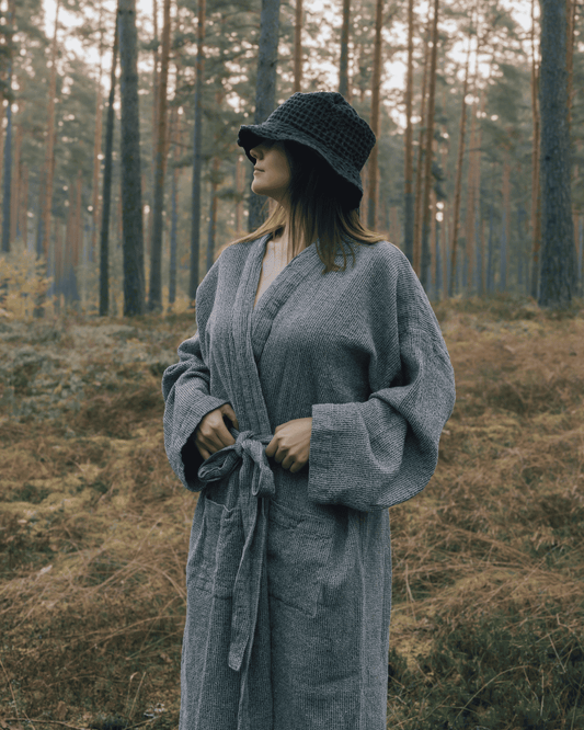 Kokvilnas halāts | melnbalts