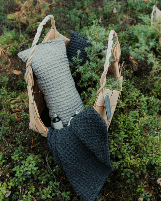 Sauna bench cover with linen | black