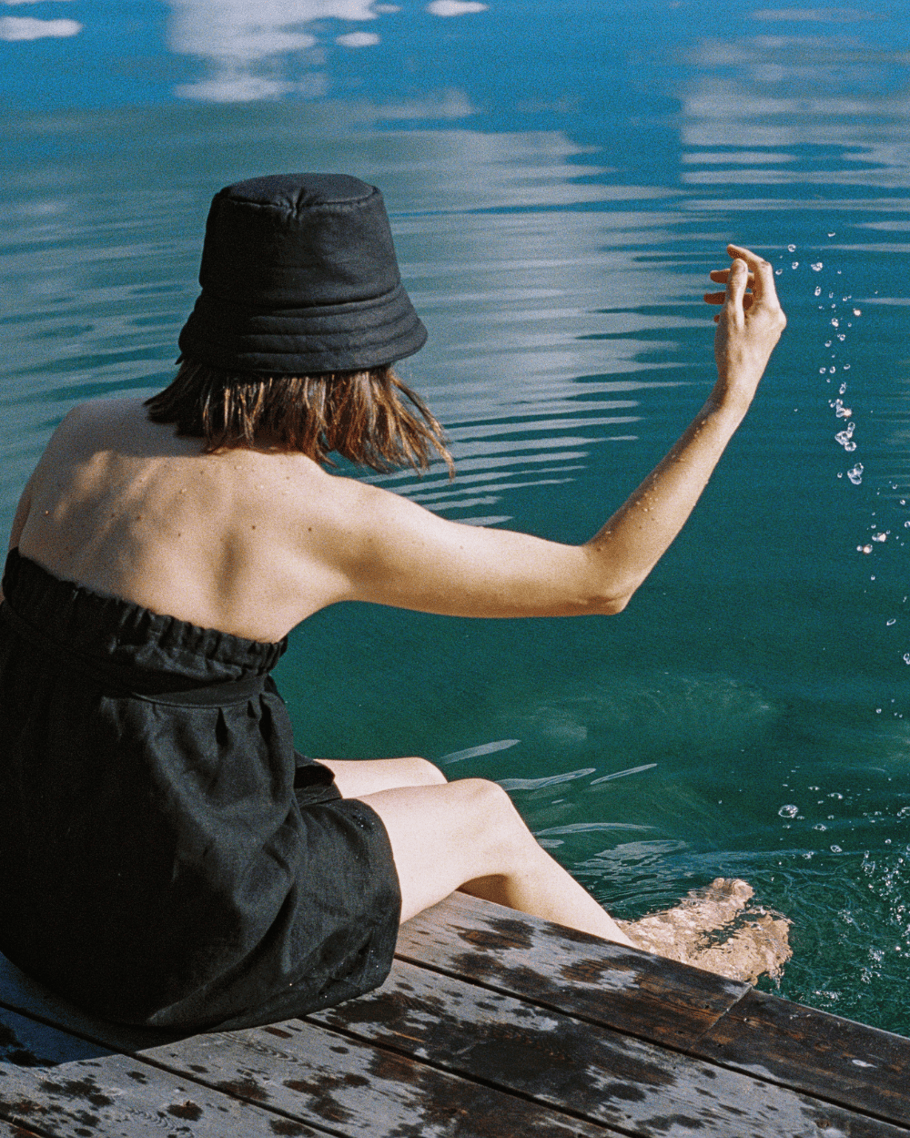 Sauna hat with wool | black