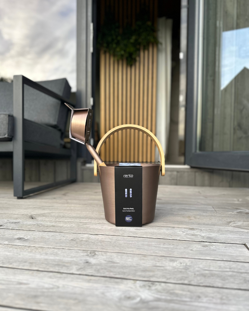 Sauna bucket with handle, 5 l | champagne