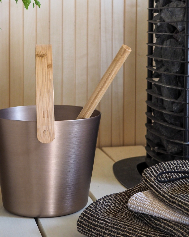 Sauna bucket with handle, 5 l | champagne