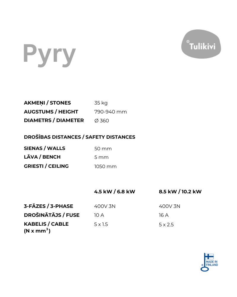 Elektriskā pirts krāsns Tulikivi PYRY